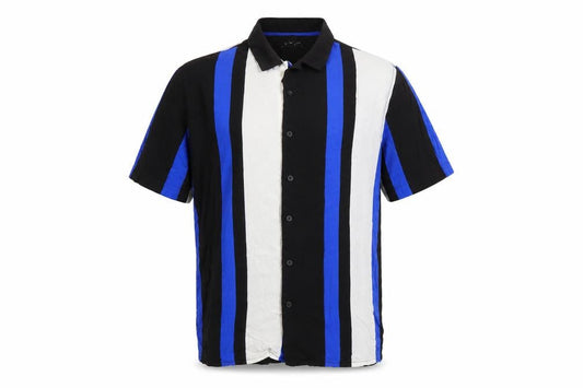 New Look Mens Multicoloured Striped Viscose Button-Up Size M Collared Button