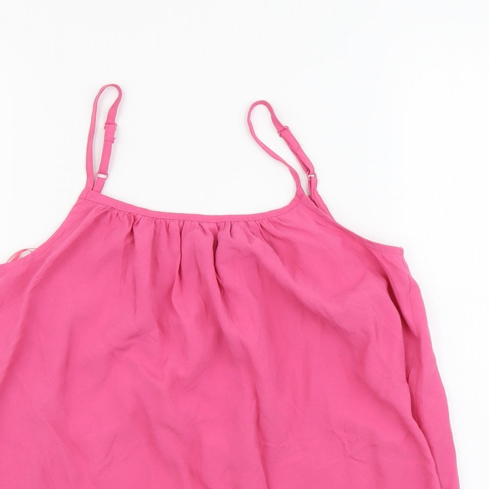 Marks and Spencer Womens Pink Viscose Basic Tank Size 6 Round Neck
