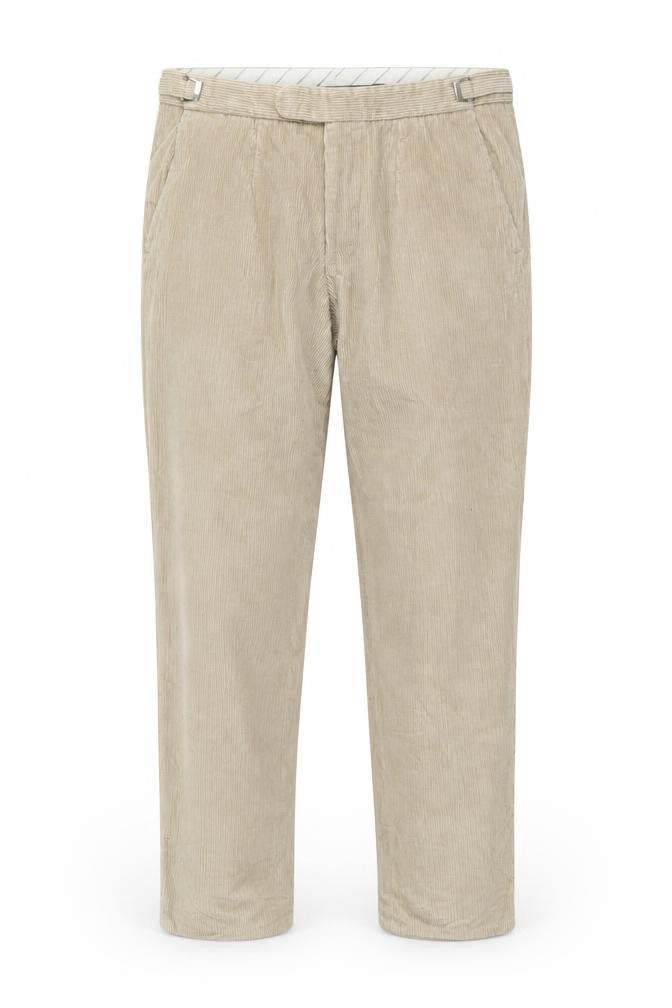Preworn Mens Beige Cotton Carrot Trousers Size L L32 in Regular Button