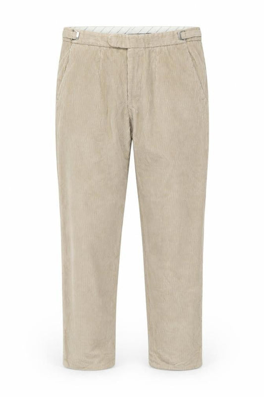 Preworn Mens Beige Cotton Carrot Trousers Size L L32 in Regular Button