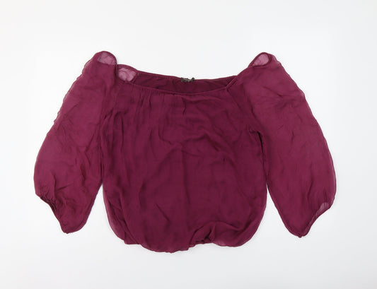 Phase Eight Womens Purple Polyester Basic Blouse Size M Off the Shoulder