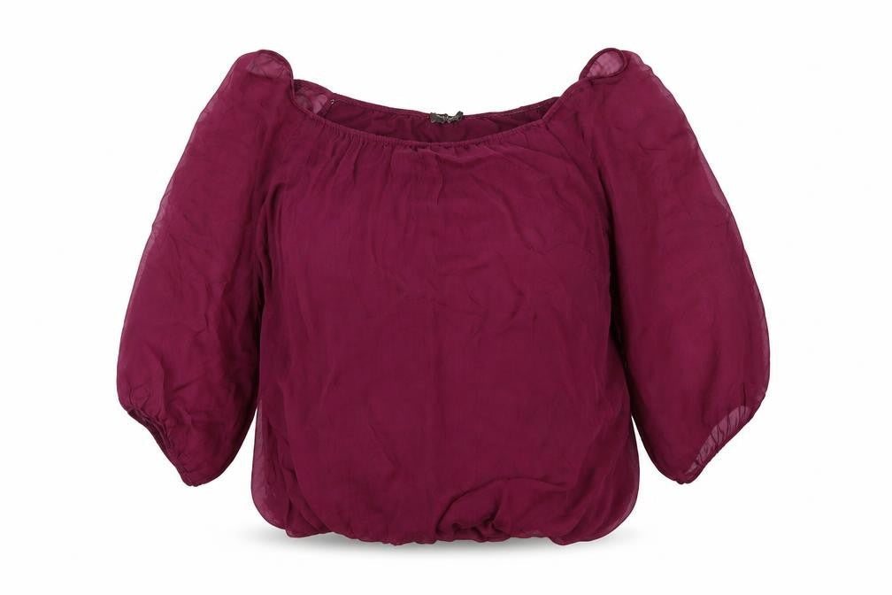 Phase Eight Womens Purple Polyester Basic Blouse Size M Off the Shoulder