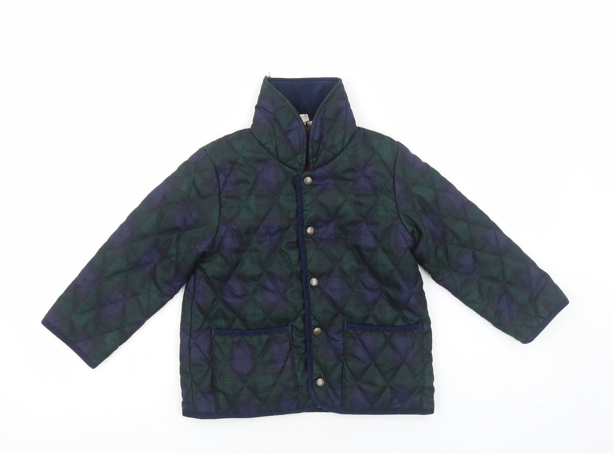 Samansa Boys Blue Plaid Quilted Jacket Size L Snap
