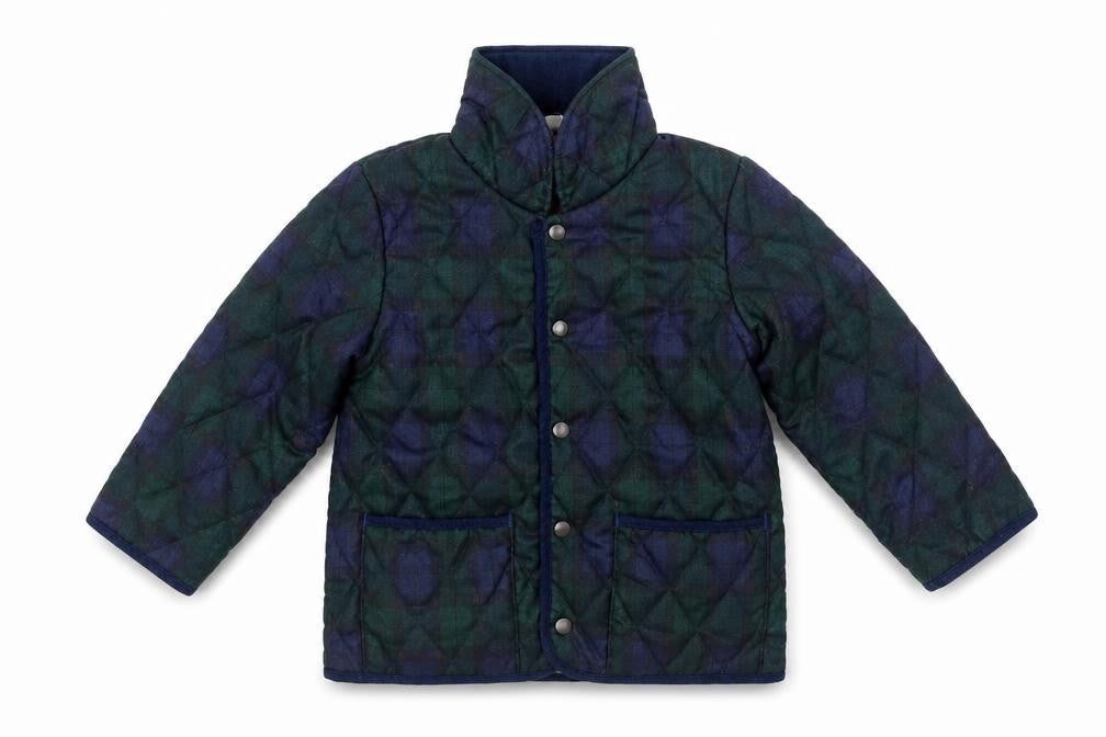 Samansa Boys Blue Plaid Quilted Jacket Size L Snap