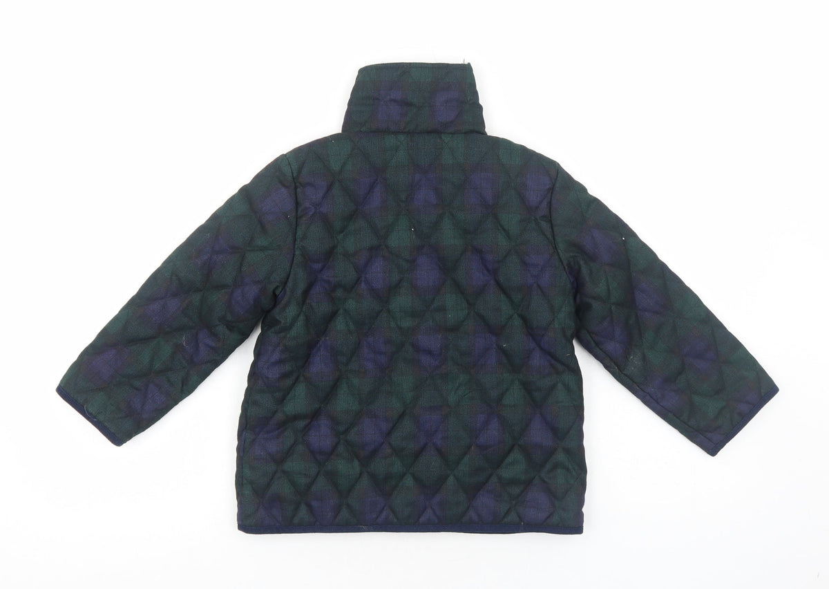 Samansa Boys Blue Plaid Quilted Jacket Size L Snap
