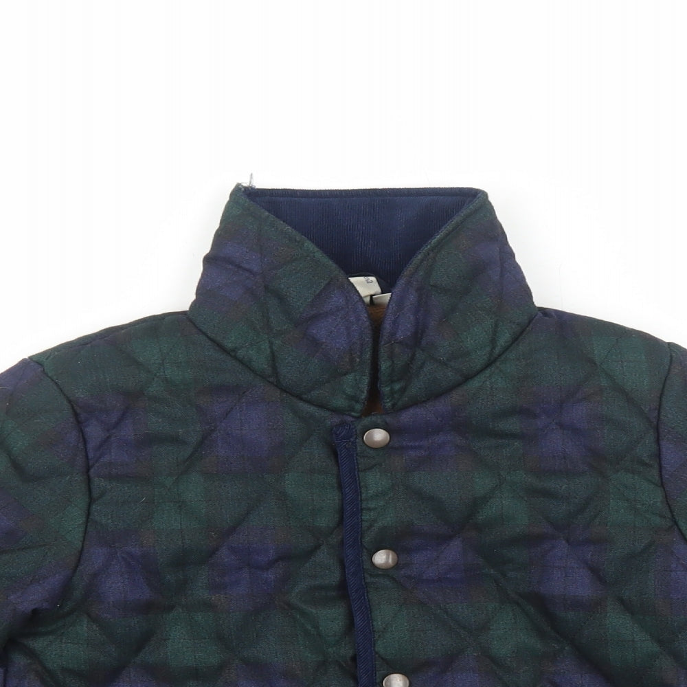 Samansa Boys Blue Plaid Quilted Jacket Size L Snap