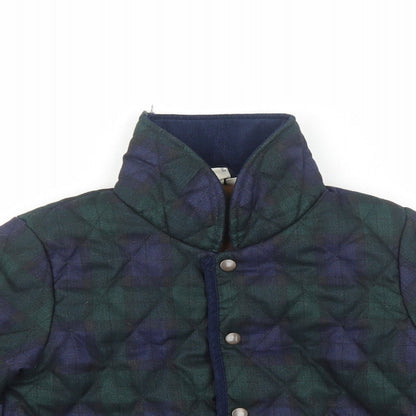 Samansa Boys Blue Plaid Quilted Jacket Size L Snap