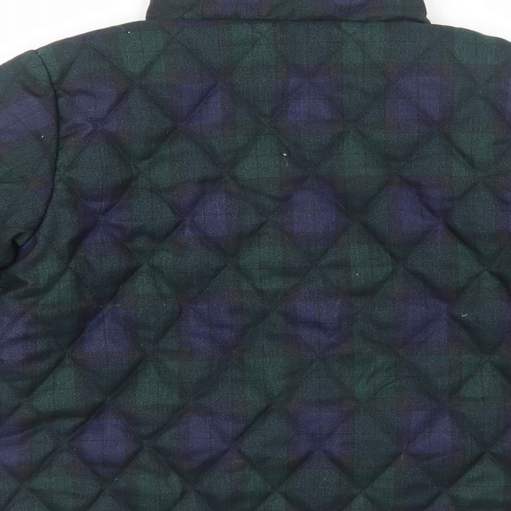 Samansa Boys Blue Plaid Quilted Jacket Size L Snap