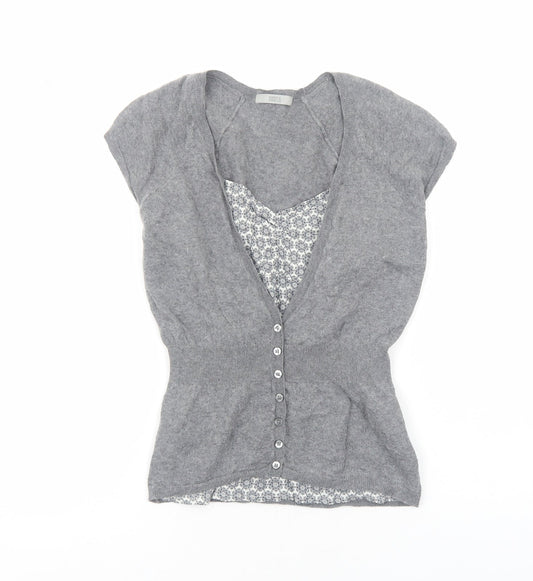Marks and Spencer Womens Grey Geometric Acrylic Basic Blouse Size 12 Square Neck - Twin Set