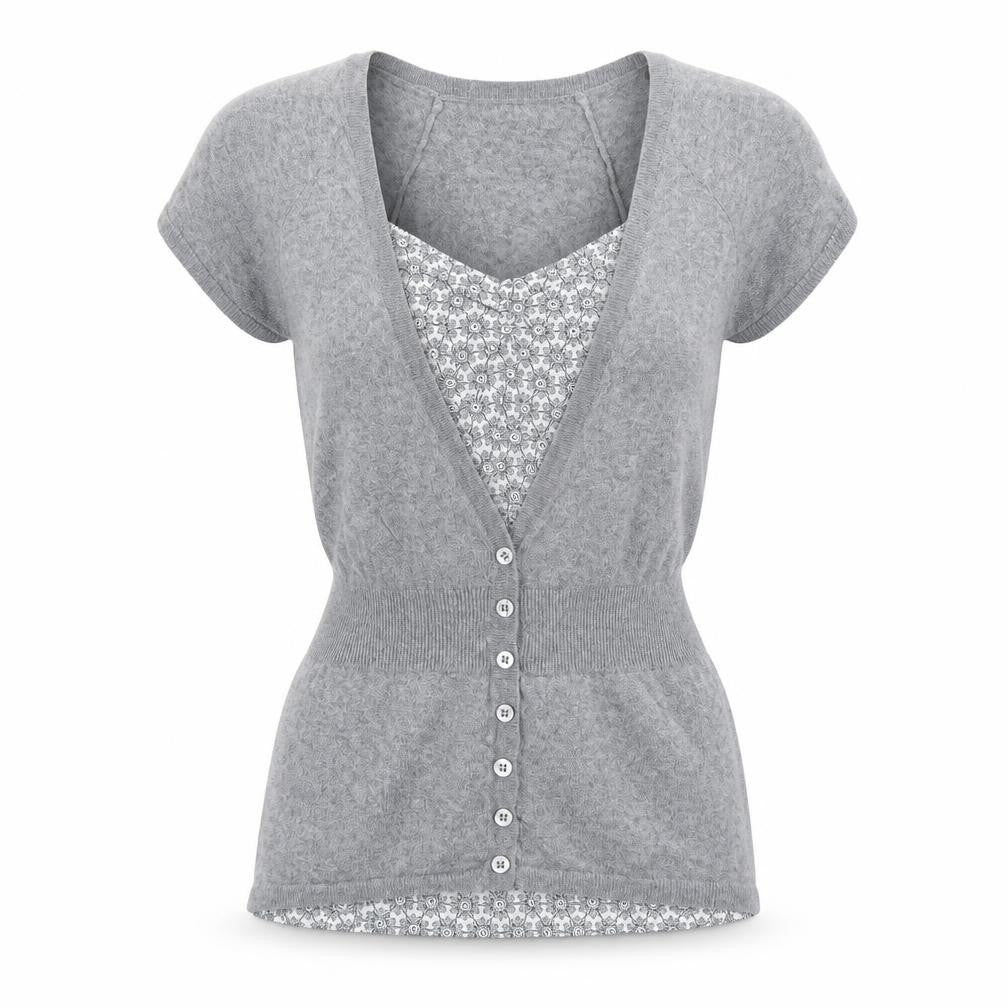 Marks & Spencer Womens Grey Geometric Acrylic Basic Blouse Size 12 Square Neck - Twin Set