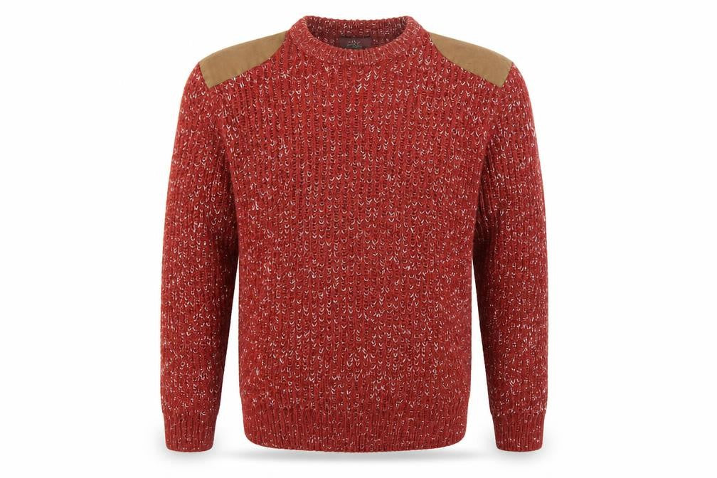 Easy Mens Red Round Neck Acrylic Pullover Jumper Size XL Long Sleeve