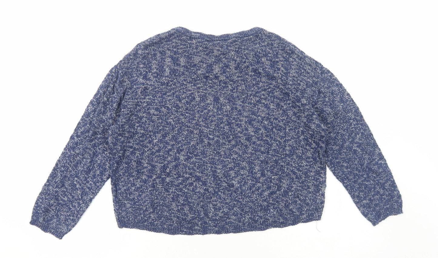 H&M Womens Blue Round Neck Cotton Pullover Jumper Size M