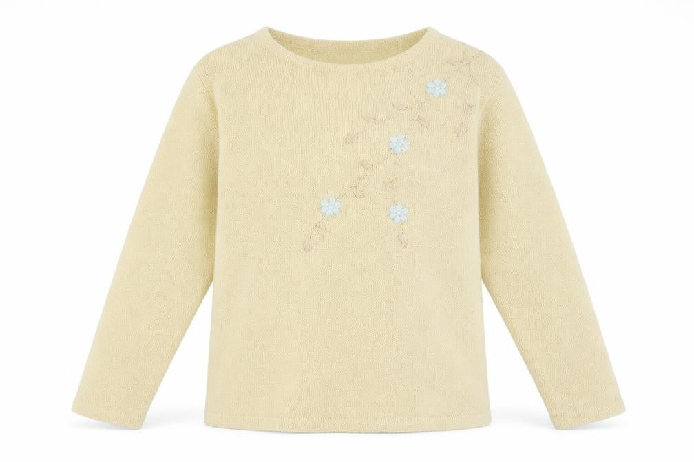 EWM Womens Beige Round Neck Acrylic Pullover Jumper Size M - Floral