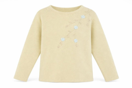 EWM Womens Beige Round Neck Acrylic Pullover Jumper Size M - Floral