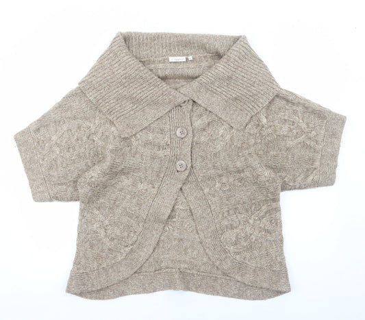 New Look Womens Brown Round Neck Acrylic Cardigan Jumper Size 16