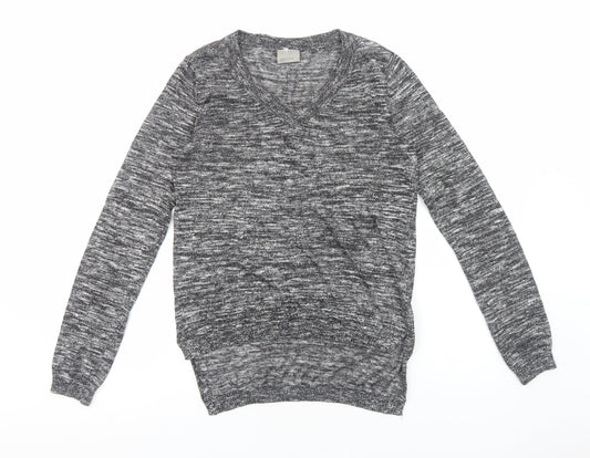 VERO MODA Womens Grey V-Neck Polyester Pullover Jumper Size S