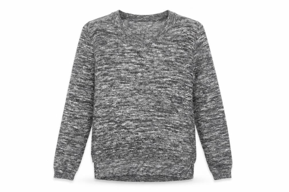 VERO MODA Womens Grey V-Neck Polyester Pullover Jumper Size S