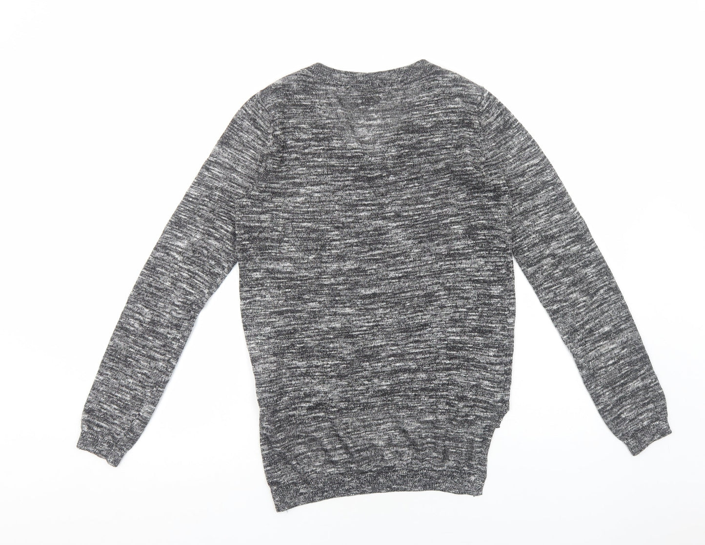 VERO MODA Womens Grey V-Neck Polyester Pullover Jumper Size S