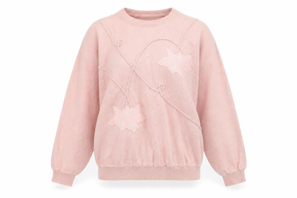 essence Womens Pink Round Neck Polyester Pullover Jumper Size M