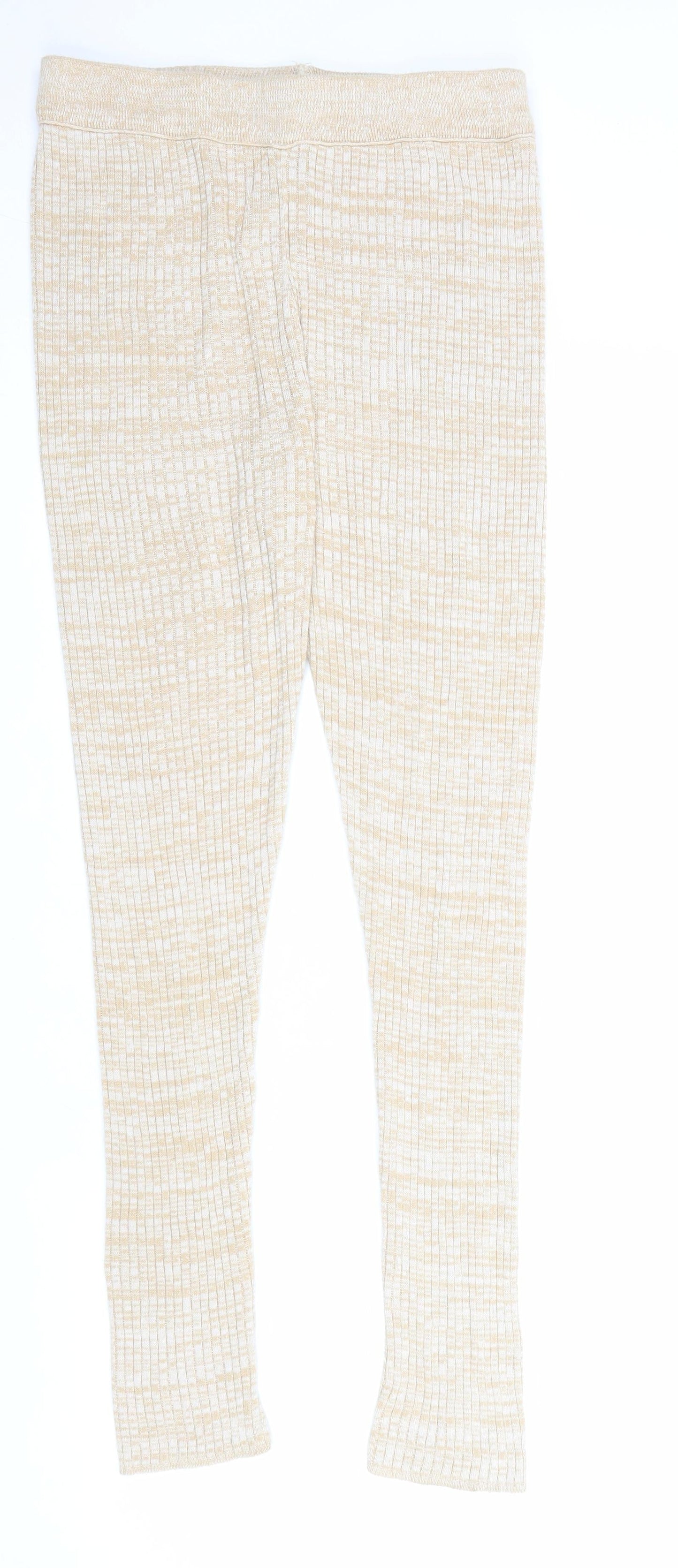 ASOS Womens Beige Geometric Acrylic Jogger Trousers Size 10 L30 in Regular Hook & Loop