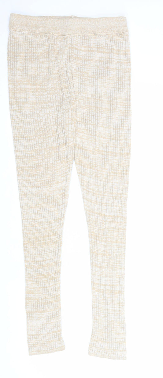 ASOS Womens Beige Geometric Acrylic Jogger Trousers Size 10 L30 in Regular Hook & Loop