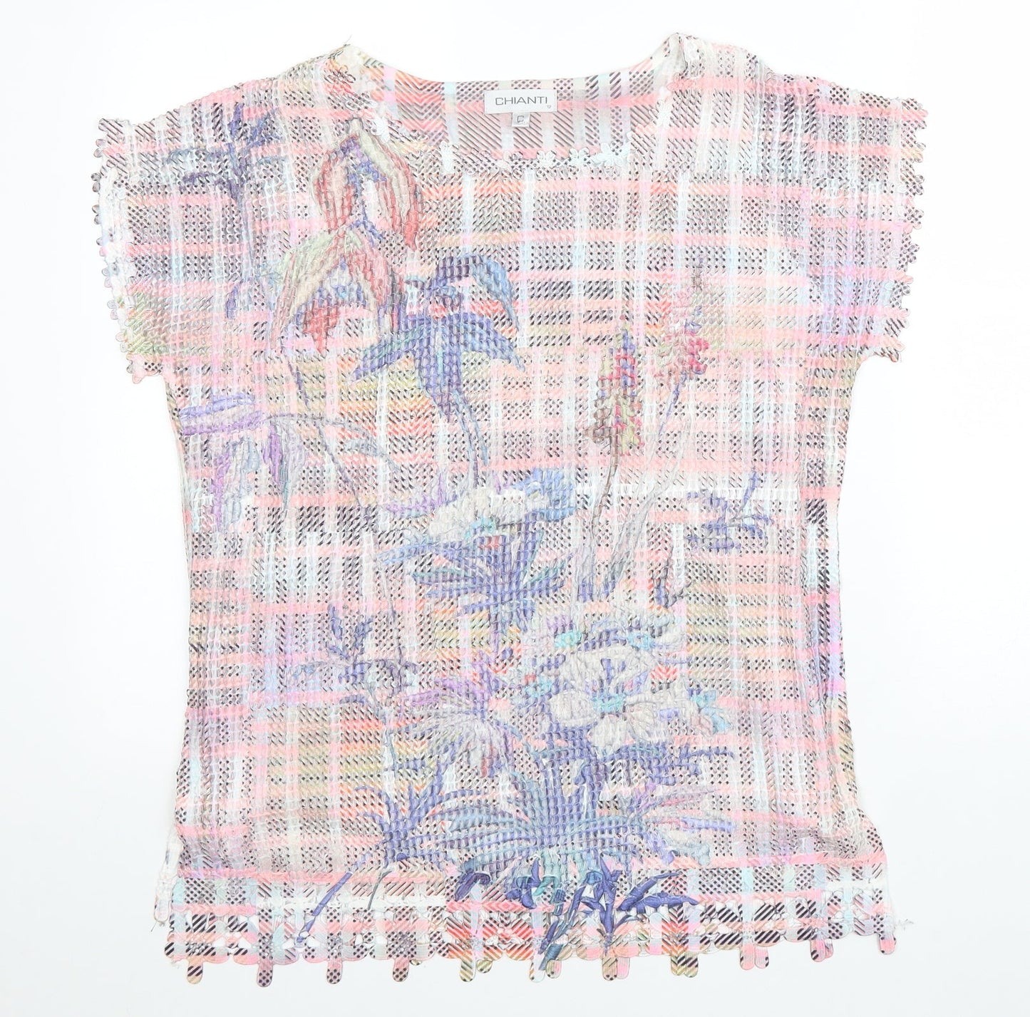 Chianti Womens Multicoloured Geometric Polyester Basic Blouse Size 12 Round Neck
