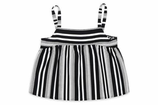 Primark Girls Black Striped Polyester Basic Blouse Size 10-11 Years Square Neck Pullover