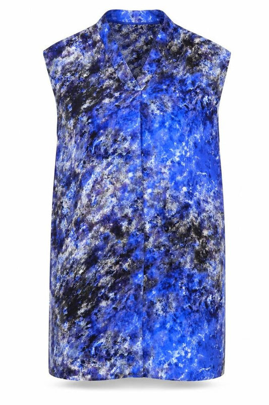 Damsel in a Dress Womens Blue Geometric Viscose A-Line Size 10 V-Neck Pullover