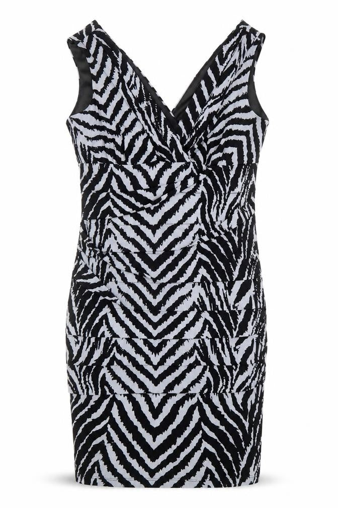 Saint Tropez Clothing Womens Grey Animal Print Polyester Bodycon Size 12 V-Neck Pullover - Tiger Pattern
