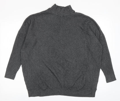 M&Co Womens Grey Mock Neck Viscose Pullover Jumper Size 16