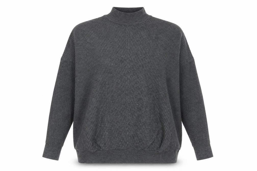 M&Co Womens Grey Mock Neck Viscose Pullover Jumper Size 16