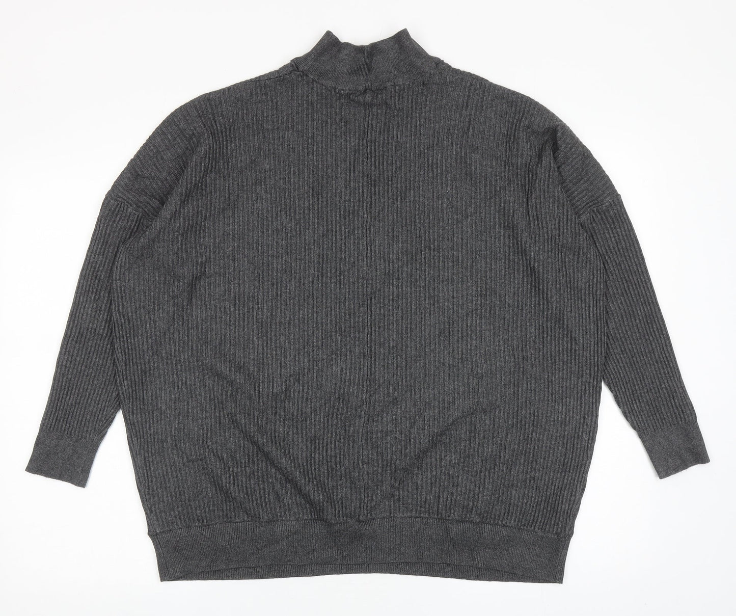 M&Co Womens Grey Mock Neck Viscose Pullover Jumper Size 16