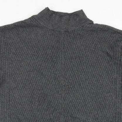 M&Co Womens Grey Mock Neck Viscose Pullover Jumper Size 16