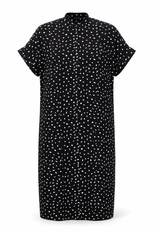 Villa Womens Black Geometric Polyester Shirt Dress Size XS Collared Button