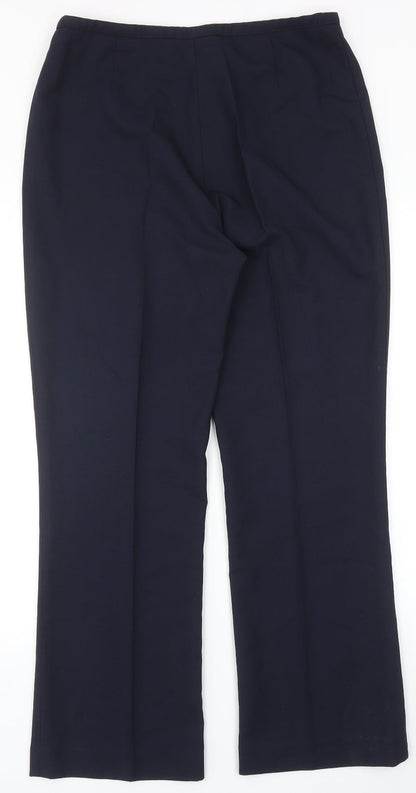 Simon Jersey Womens Blue Polyester Trousers Size 14 Regular Zip