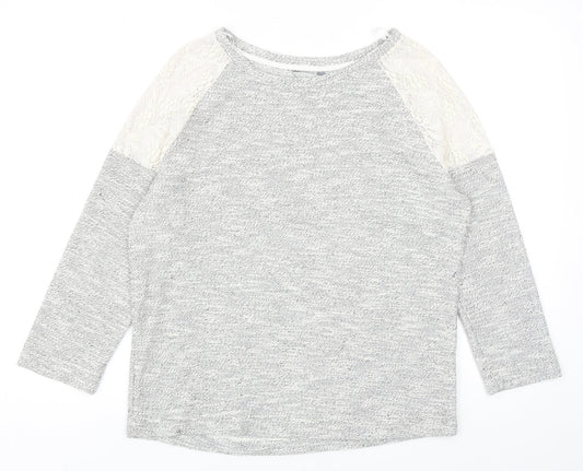 Peacocks Womens Grey Round Neck Cotton Pullover Jumper Size 12