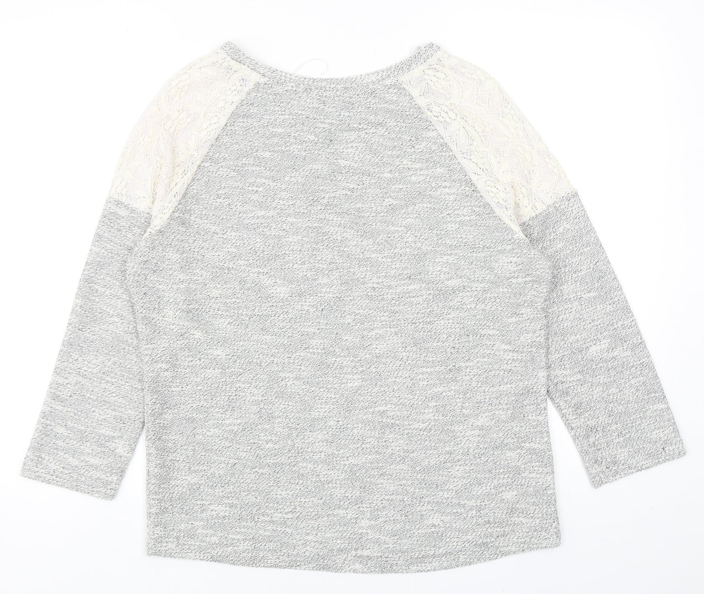 Peacocks Womens Grey Round Neck Cotton Pullover Jumper Size 12