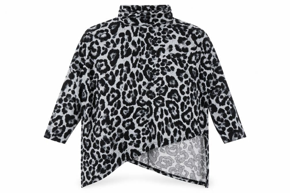 Quiz Womens Grey Roll Neck Animal Print Polyester Pullover Jumper Size M