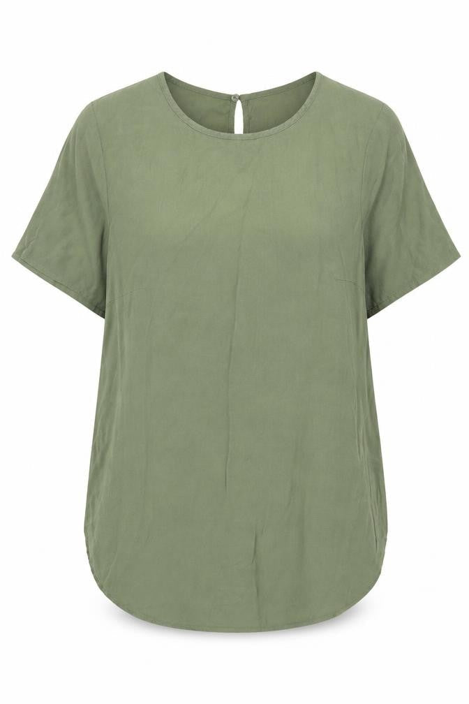 H&M Womens Green Viscose Basic T-Shirt Size 8 Round Neck