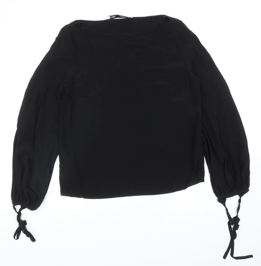 Zara Womens Black Viscose Basic Blouse Size XS Round Neck