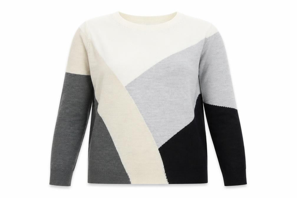 Marks & Spencer Womens Multicoloured Round Neck Geometric Acrylic Pullover Jumper Size 6