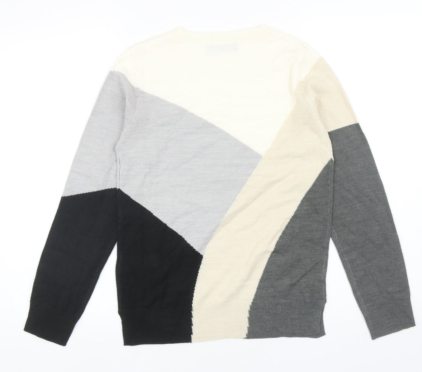 Marks and Spencer Womens Multicoloured Round Neck Geometric Acrylic Pullover Jumper Size 6