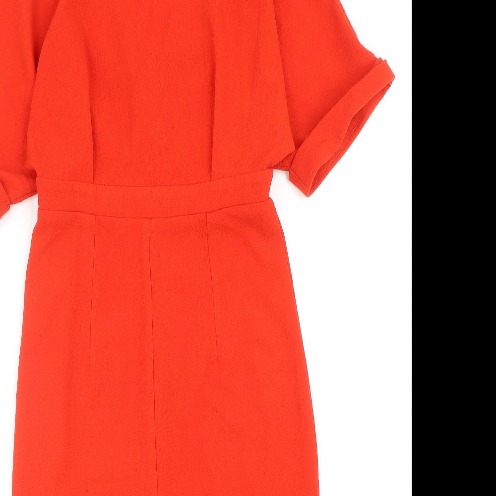ASOS Womens Red Polyester A-Line Size 6 Round Neck Zip