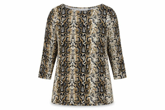 Dorothy Perkins Womens Brown Animal Print 100% Cotton Basic T-Shirt Size 10 Round Neck - Snake Print
