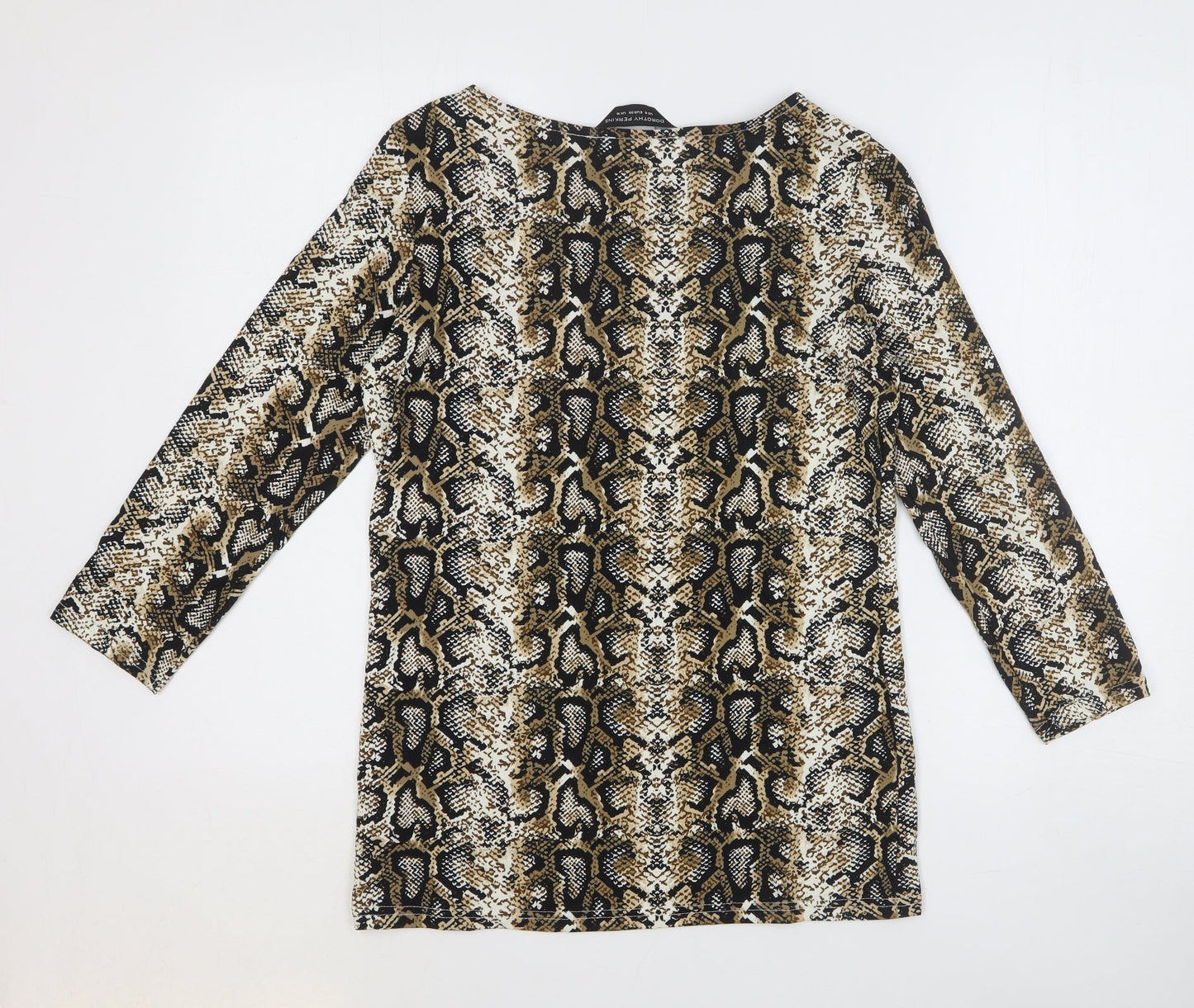 Dorothy Perkins Womens Brown Animal Print 100% Cotton Basic T-Shirt Size 10 Round Neck - Snake Print