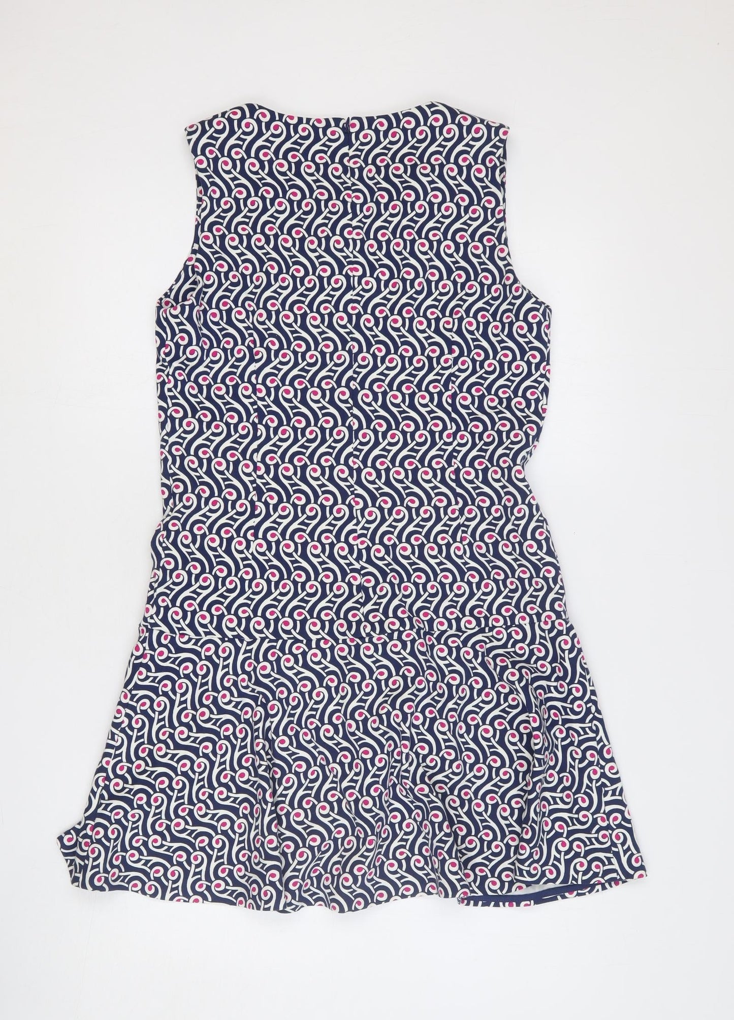 Preworn Womens Multicoloured Geometric Cotton Trapeze & Swing Size M Round Neck Zip