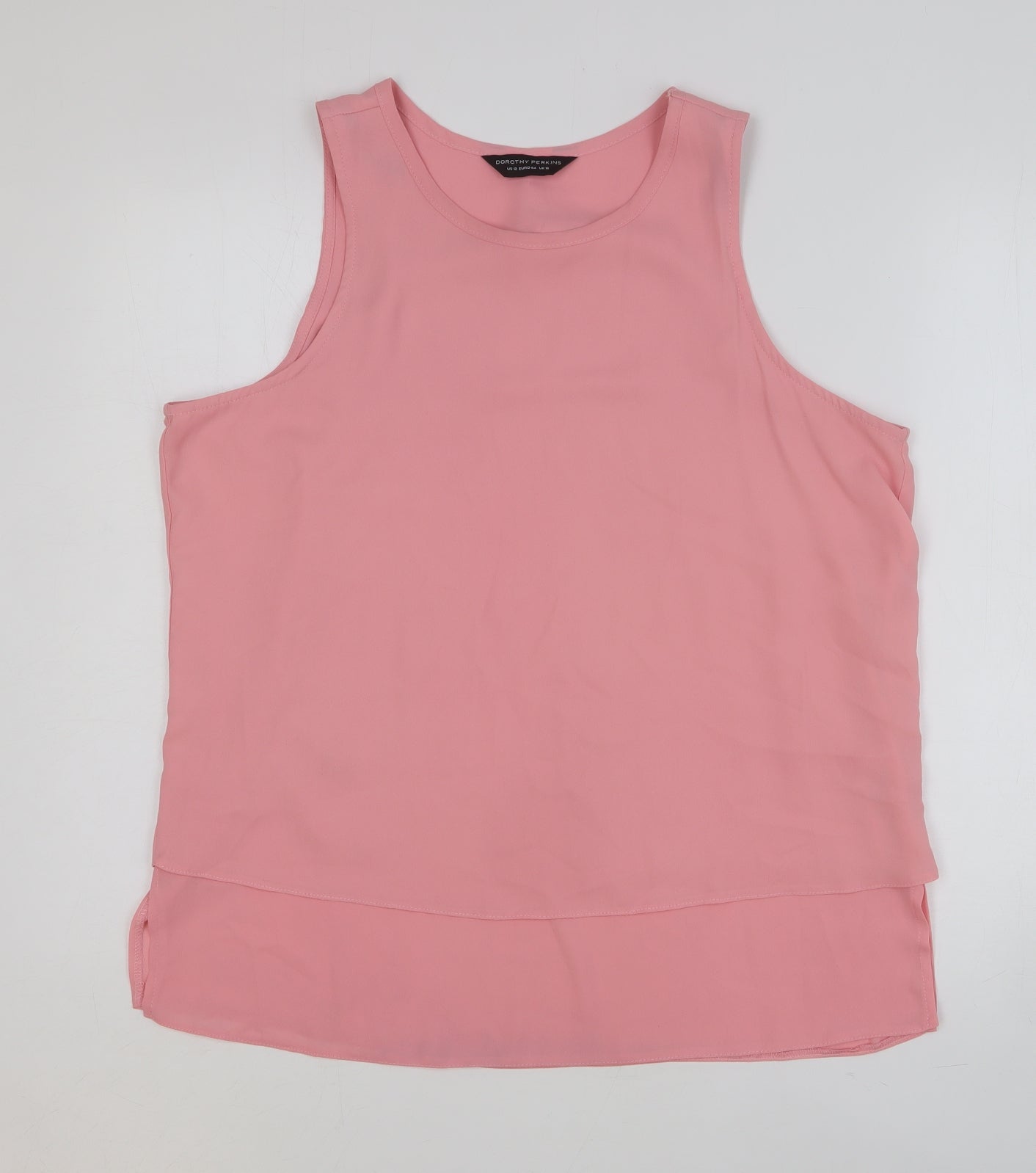 Dorothy Perkins Womens Pink Polyester Basic Tank Size 16 Round Neck