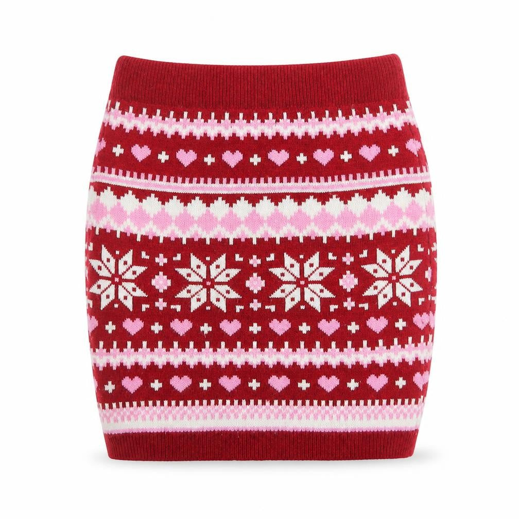 PEP&CO Girls Multicoloured Fair Isle Acrylic Straight & Pencil Skirt Size 3-4 Years Regular Pull On