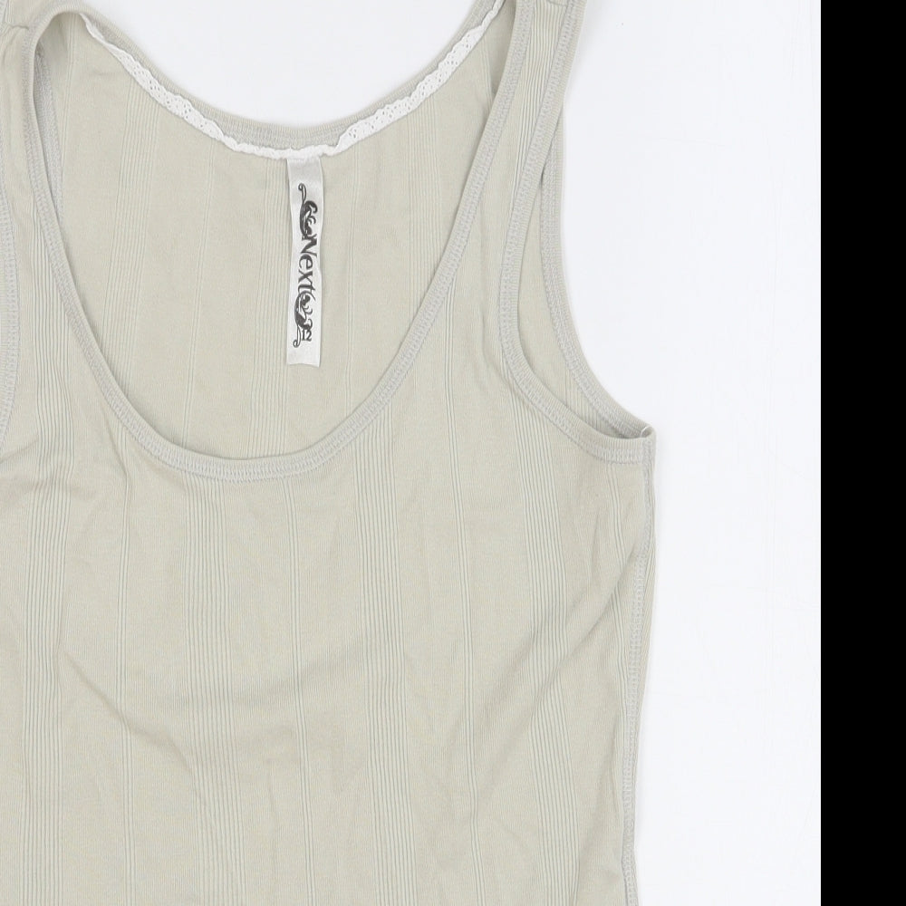 NEXT Womens Beige 100% Cotton Basic Tank Size 12 Round Neck