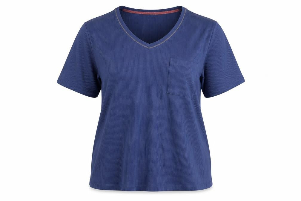 Mark Alexander Womens Blue Cotton Basic T-Shirt Size 14 V-Neck